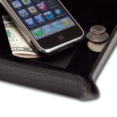 Black Crocodile Embossed Leather Travel Caddy